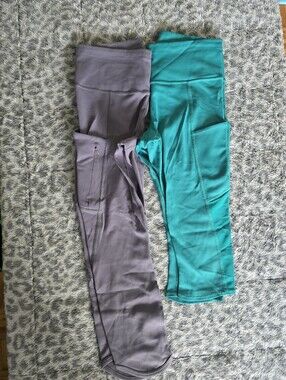 Athleta  Capri Leggings - Teal and Gray